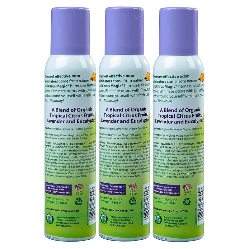Citrus Magic Organic Natural Odor Eliminating Air Freshener Spray  Lavender Eucalyptus  3-Ounce  Pack of 3 - Image 2